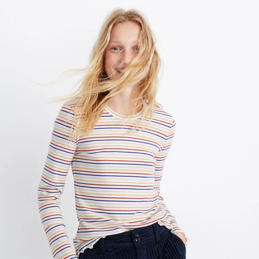 Madewell Long-Sleeve Baby Tee in Shimmer Stripe